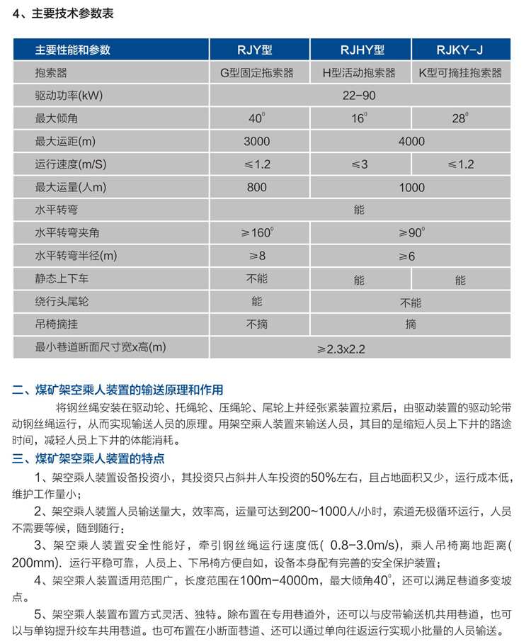 抱索器主要技術參數表